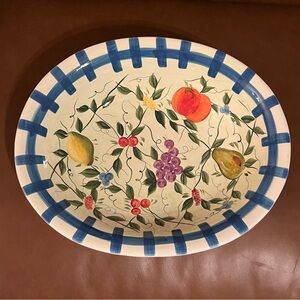 Vintage Capriware Hand-Painted Fruit Design Ceramic Serving Bowl